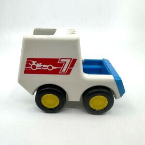 Tonka Truck Bandai My First Tonka Team #7 Toy Race Car White Blue Vintage 80s
